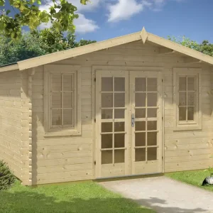 Beliebt Gartenhaus Hankampl inkl. Fußboden - 40 mm Blockbohlenhaus, Grundfläche: 14,4 m², Satteldach