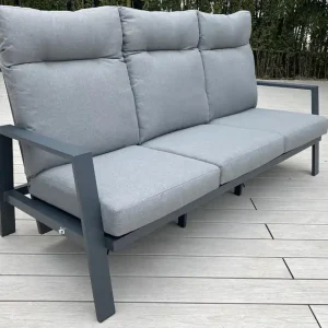 3-Sitzer Gartensofa Venedig mit Polsterung & verstellbarer Rückenlehne, Farbe: anthrazit/dunkelgrau, 790 x 1930 x960 mm, pulverbeschichtetes Aluminium Günstig