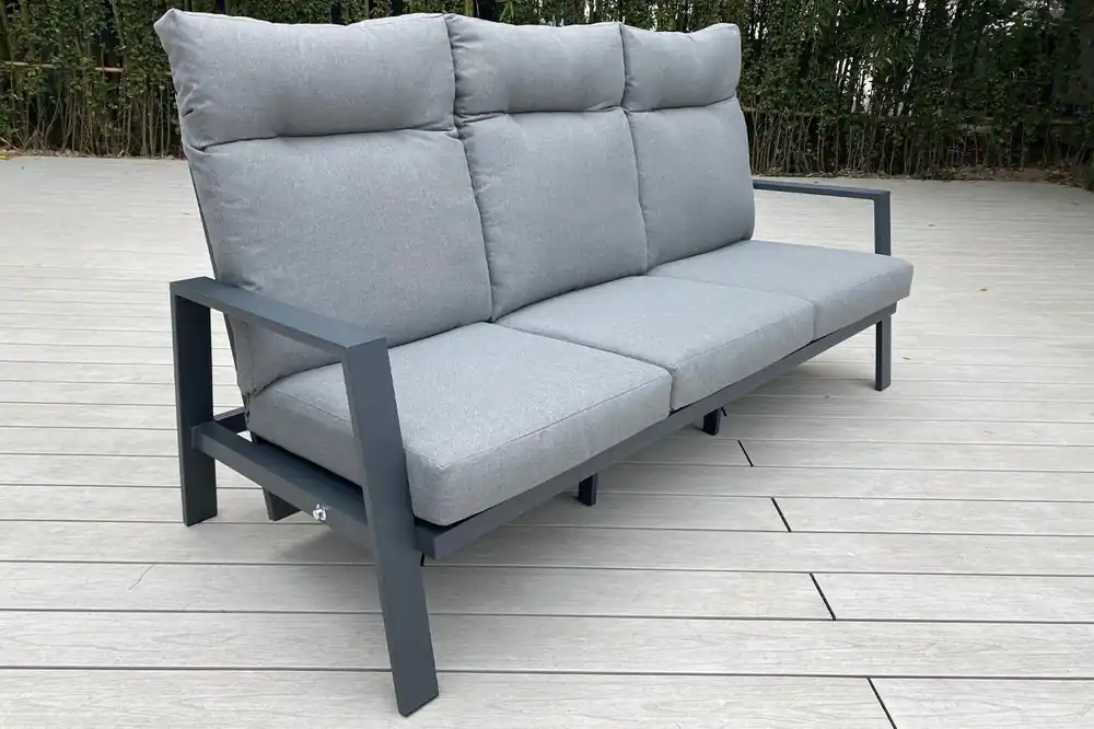 3-Sitzer Gartensofa Venedig mit Polsterung & verstellbarer Rückenlehne, Farbe: anthrazit/dunkelgrau, 790 x 1930 x960 mm, pulverbeschichtetes Aluminium Günstig