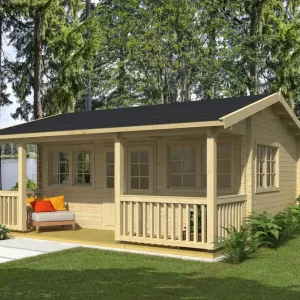 Angebot Gartenhaus Langschneid inkl. Fußboden - 70 mm Blockbohlenhaus, Grundfläche: 28,6 m², Satteldach