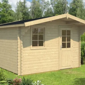 Aktuell Gartenhaus Klomnock inkl. Fußboden - 40 mm Blockbohlenhaus, Grundfläche: 9,9 m², Satteldach