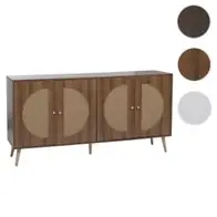 Abverkauf Sideboard HWC-P49, Schrank Türen, Poly-Rattanfront MDF Melamin 80x160x40cm