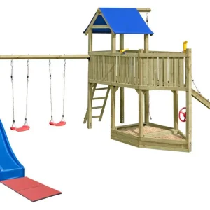 Spielturm K31 inkl. Anbauelement, Wellenrutsche und Doppelschaukel - Abmessungen: 720 x 530 cm (L x B) Finale Aktion