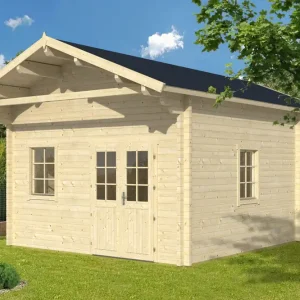 Zertifiziert Gartenhaus Scharnock 03 inkl. Fußboden - 70 mm Blockbohlenhaus, Grundfläche: 24,2 m², Satteldach