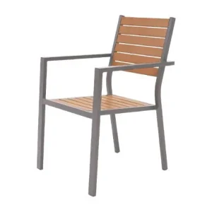 Bestpreis Gartensessel Atlanta Aluminium pulverbeschichtet- Aluminiumfarbe: graualuminium, 600 x 550 x 870 mm, Sitzfläche/Rückenlehne aus wetterfesten Verbundwerkstoff in Holzoptik