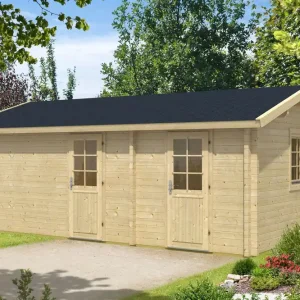 Begrenztes Angebot Gartenhaus Jaggeser inkl. Fußboden - 70 mm Blockbohlenhaus, Grundfläche: 24 m², Satteldach