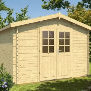 Abverkauf Gartenhaus Ahornspitze 02 inkl. Fußboden - 28 mm Blockbohlenhaus, Grundfläche: 8,1 m², Satteldach