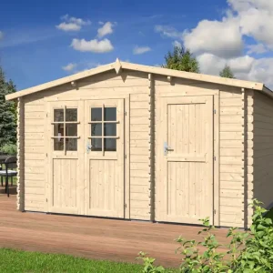 Gartenhaus Landtraum 01 - 28 mm Blockbohlenhaus, Grundfläche: 12,67 m², Satteldach Solange Der Vorrat Reicht