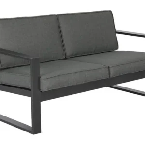 Zertifiziert 1, 5 Meter breiter Gartenstuhl Madrid mit Polsterung schnell trocknend und atmungsaktiv, Farbe: anthrazit, Stofffarbe: dunkelgrau, 780 x 1550 x 700 mm