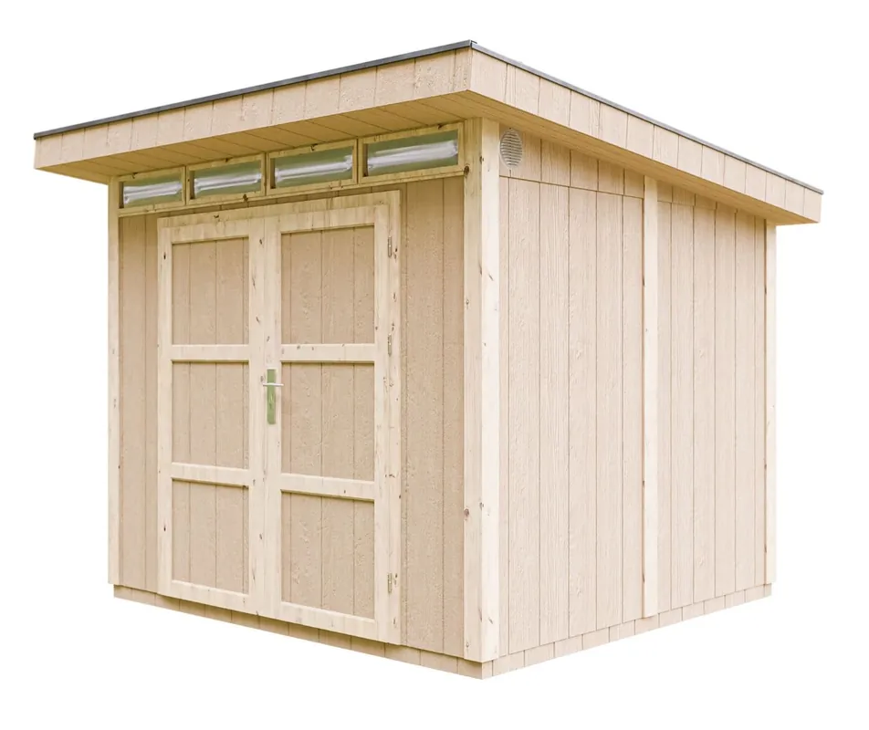 Jetzt Bestellen Gartenhaus Weitra mit Doppeltür und Schloss, Dach: Bitumenschindeln, Fußboden inkludiert, Naturbelassen, Nutzfläche: 6 m²,236 x 250 cm, Wand: 10 mm