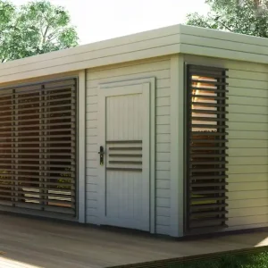 Expressversand Gartensauna Karakum 40 mm, Außenmaße (B x T): 400 x 200 cm - Farbe: Grau / Anthrazit