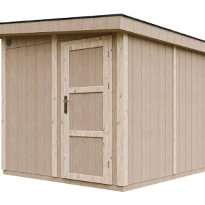 Gerätehaus Weitra Natur mit Fußboden, Einzeltür, inkl. Bitumen-Dachschindeln, 236 x 250 cm, Nutzfläche: 5,9 m², Wandpaneele: 10 mm, Lüftungsgitter Günstig