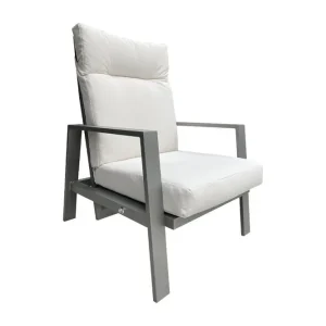 Aktuell Gartensessel Rom mit Polsterung & verstellbarer Rückenlehne, graualuminium/hellgrau, 790 x 740 x 960 mm, pulverbeschichtetes Aluminium, SPUN-Polyester