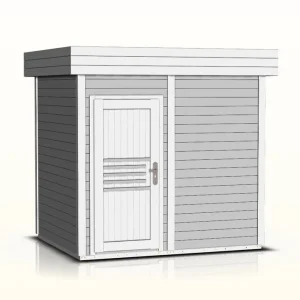 Begrenztes Angebot Gartensauna Tihama 40 mm, Außenmaße (B x T): 254x 204 cm - Farbe: Grau / Weiß