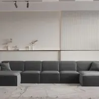 Aktuell Wohnlandschaft U-Form CELES Premium XL in Stoff Opera Velvet Dunkelgrau