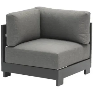 Eckgartensessel London mit dicker Polsterung, Farbe: anthrazit, Stoff: dunkelgrau, 840 x 840 x 670 mm, TPU-Beschichtung für Haltbarkeit & Beständigkeit Sofort Bestellen