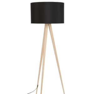 ZUIVER Tripod Stehleuchte - Schwarz und Naturholz Ausverkauf