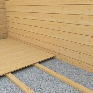 Ausverkauf Fußboden für Gartenhaus Wiesenblüte 01, mit Grundfläche: 10,99 m², 28 mm Blockbohlenhaus