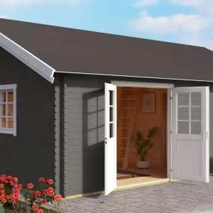 Bestseller Gartenhaus G292 Carbongrau inkl. Fußboden - 40 mm Blockbohlenhaus, Grundfläche: 22,42 m², Satteldach