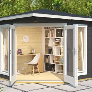 Angebot Gartenhaus G175 Carbongrau inkl. Fußboden - 40 mm Blockbohlenhaus, Nutzfläche: 5,74 m², Zeltdach