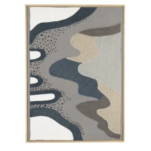 ZUIVER Küsten-Wanddekoration, rechteckig – mehrfarbiger Stoff und Mangoholz (104 x 75) Kostenloser Versand