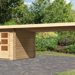 Abverkauf Gartenhaus SET mit Pultdach inkl. Anbaudach, Farbe: Naturbelassen, Grundfläche: 6,16 m²