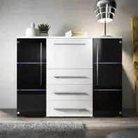 Aktuell Kommode, BARY , Schrank , LED Beleuchtung, Schubladenkommode mit Türen