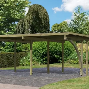 Zertifiziert Doppelcarport Eco 1 mit PVC-Dach Variante B inkl. einen Einfahrtsbogen, Grundfläche: 20,4 m²