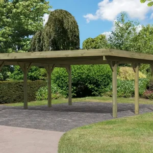 Ausverkauf Doppelcarport Classic 2 Variante A mit PVC-Dach, Farbe: Natur KDI, Grundfläche 30,4 m²