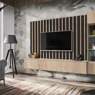 Wohnwand Anbauwand Wohnzimmer Schrankwand VERTI HJZ mit Led Beleuchtung Push - Click Ausverkauf