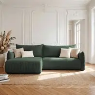 Abverkauf Ecksofa Schlafsofa Mailand in Stoff Tilia Grün Ottomane Links