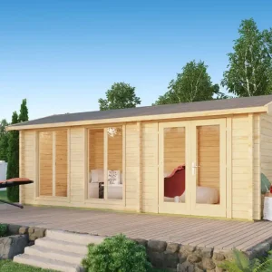 Angebot Ferienhaus F41 inkl. Fußboden | 16,76 m² | 70 mm Blockbohlen | Naturbelassen | mit 2 Doppelfenster Isolierverglast