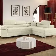Angebot Ecksofa Schlafsofa Sofa MONARO Stoff Quelle Creme Ottomane Rechts