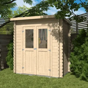 Gartenhaus Gmündinkl. Massivholzdach und Dachpappe- 2,30 x 1,28 Meter aus 19 mm Blockbohlen Schnäppchen