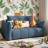 Zertifiziert Sofa 2er-Sitzer mit Liegefunktion Ontario in Stoff Poso Blau