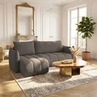 Zertifiziert Ecksofa Schlafsofa Ontario XS in Stoff Poso Braun Ottomane Links