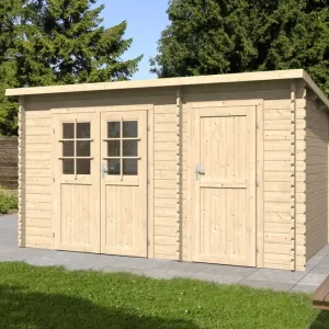 Gartenhaus Landtraum 02 - 28 mm Blockbohlenhaus, Grundfläche: 12,67 m², Pultdach Schnäppchen