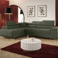 Aktuell Ecksofa Schlafsofa Sofa MONARO Stoff Quelle Moosgrün Ottomane Links