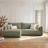 Zertifiziert Ecksofa Schlafsofa Mailand in Stoff Tilia Olivgrün Ottomane Links