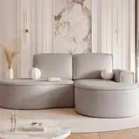 Abverkauf Ecksofa Designersofa Sofa ARLET in Stoff Riviera Hellgrau Ottomane Rechts