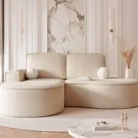 Angebot Ecksofa Designersofa Sofa ARLET in Stoff Abriamo Hellbeige Ottomane Links