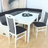 Aktuell Eckbankgarnitur teilmassiv weiß schwarz grau Esszimmergarnitur Küchengarnitur