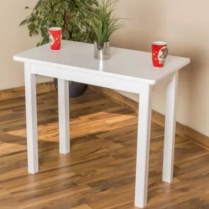 Abverkauf Tisch Kiefer massiv Vollholz weiß lackiert Junco 226B (eckig) - Abmessung 50 x 90 cm