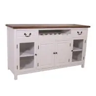 Zertifiziert Sideboard mit Weinfach Varde Holz Landhaus Stil Kommode Schrank creme weiß