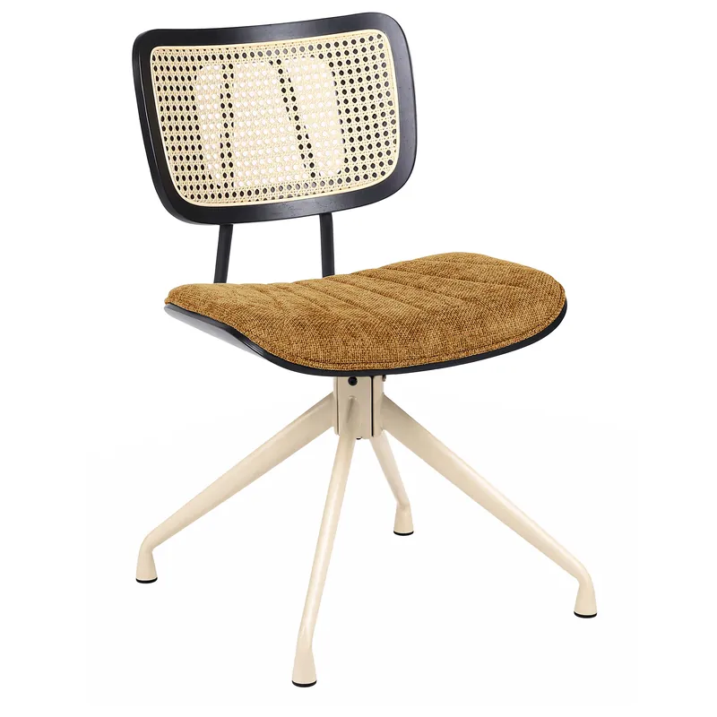 Valerie | Bistro Stuhl | Honig Braun | Stoff/Textil | Rattan Eiche | Drehfuß Weiß Direkt Vom Hersteller