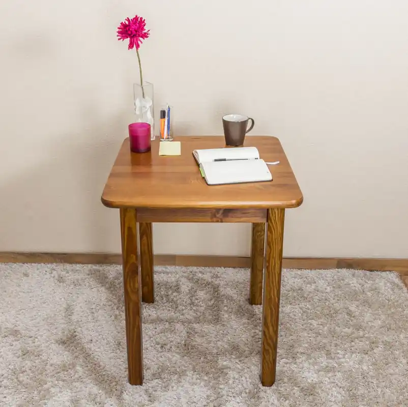 Aktuell Tisch Kiefer massiv Vollholz Eichefarben 002 (eckig) - Abmessung 60 x 60 cm (B x T)