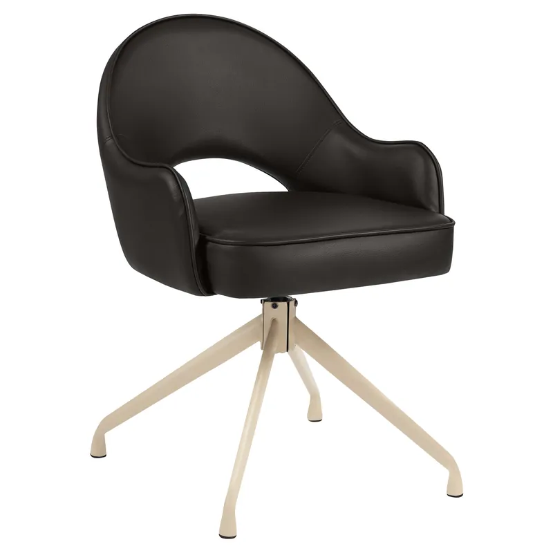 Diana | Hotel Stuhl | Braun | Leder | Drehfuß | Gestell Weiß Nur Heute