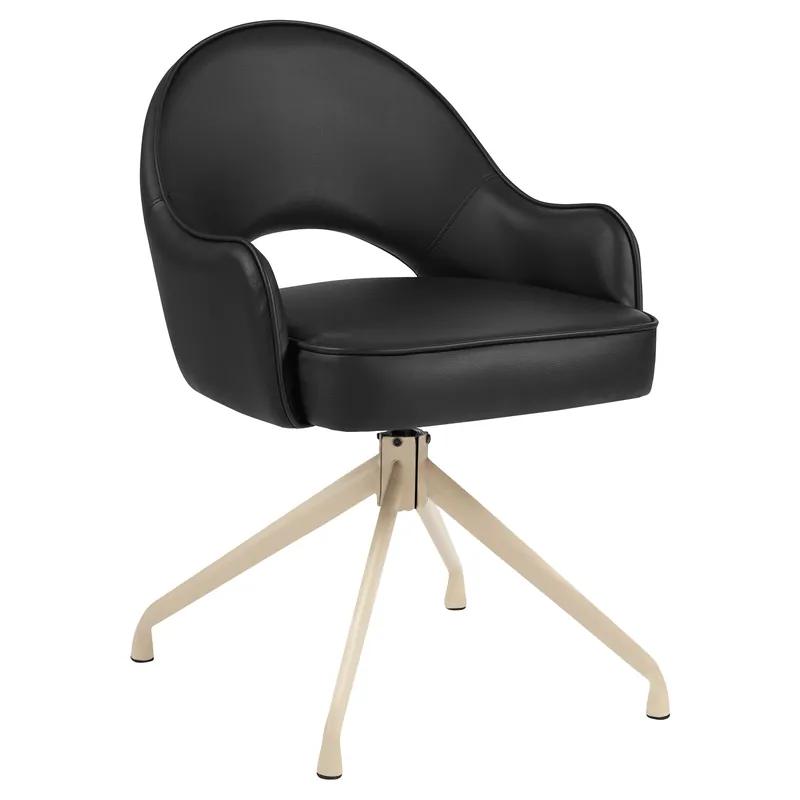 Expressversand Diana | Hotel Stuhl | Schwarz | Leder | Drehfuß | Gestell Weiß