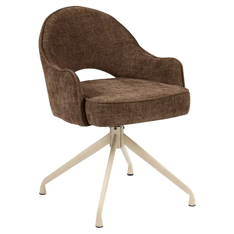 Diana | Hotel Stuhl | Braun | Stoff/Textil | Drehfuß | Gestell Weiß Sichere Zahlung