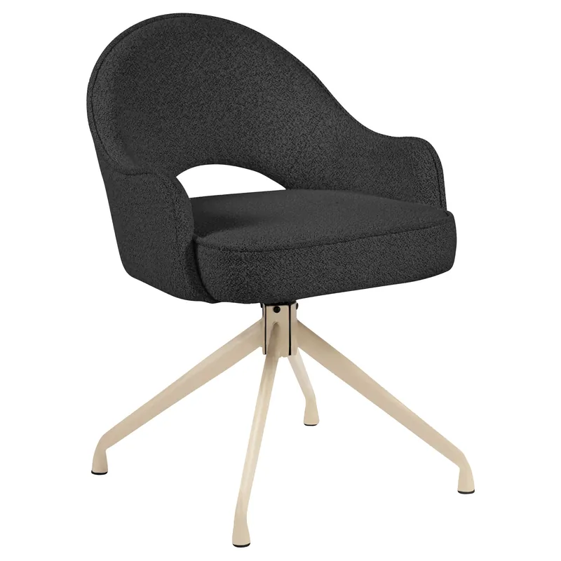 Diana | Hotel Stuhl | Dunkel Grau | Teddystoff | Drehfuß | Gestell Weiß Neu Im Sortiment